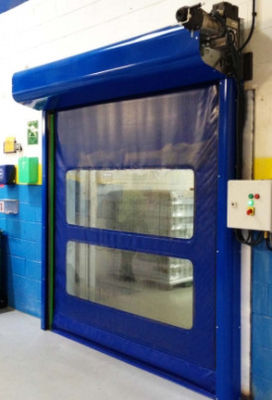 50HZ Kumaş Endüstriyel PVC Hızlı Silindir Kapılar Plastik İç Rüzgar Direnci Dikey