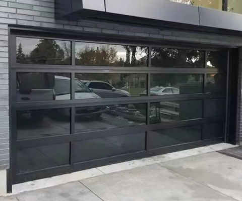 El veya Otomatik Açma Su Sıkınlığı Sınıf 3 Şeffaf Garaj Kapısı Alüminyum Alaşım Cam Malzemesi