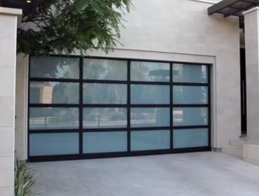 Modern Durable Customized Size Automatic Powder Coating Sectional Garage Door with Aluminum Alloy and Transparent Glass