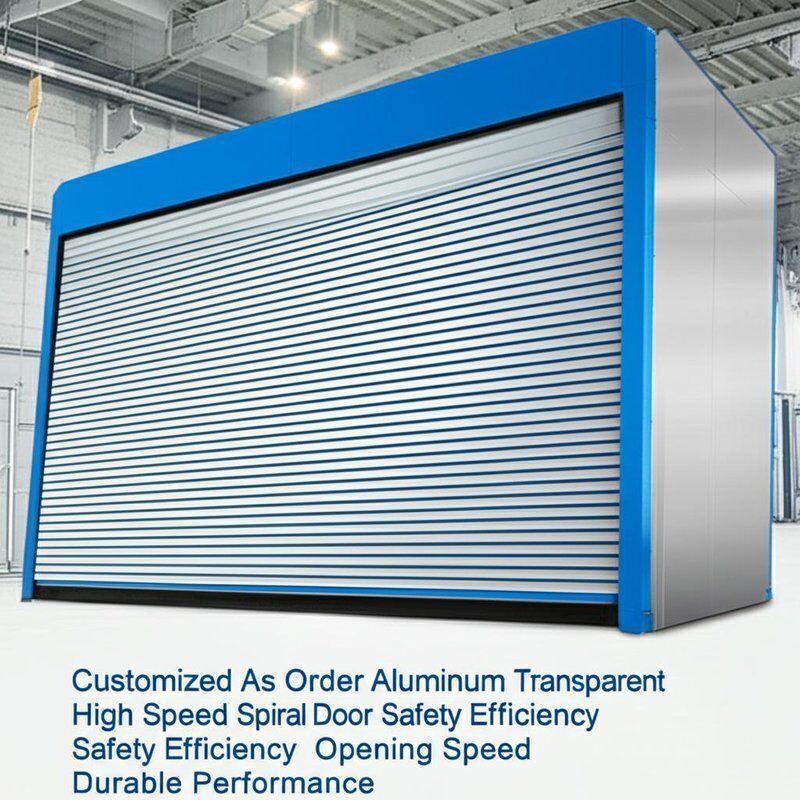 Sipariş Üzerine Özelleştirilmiş Alüminyum Şeffaf Yüksek Hızlı Sarmal Kapı Güvenlik Verimliliği Güvenlik Verimliliği Açılış Hızı 0.8m/s Dayanıklı Performans